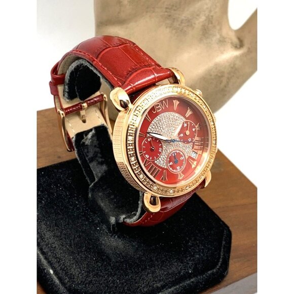 JBW Women's Watch JB6210LW Diamond Quartz Chronograph Rose Gold Red Leat… - Picture 15 of 15